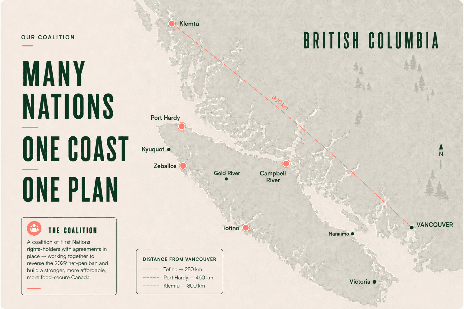Interactive campaign map of the coalition across coastal British Columbia and Vancouver Island.